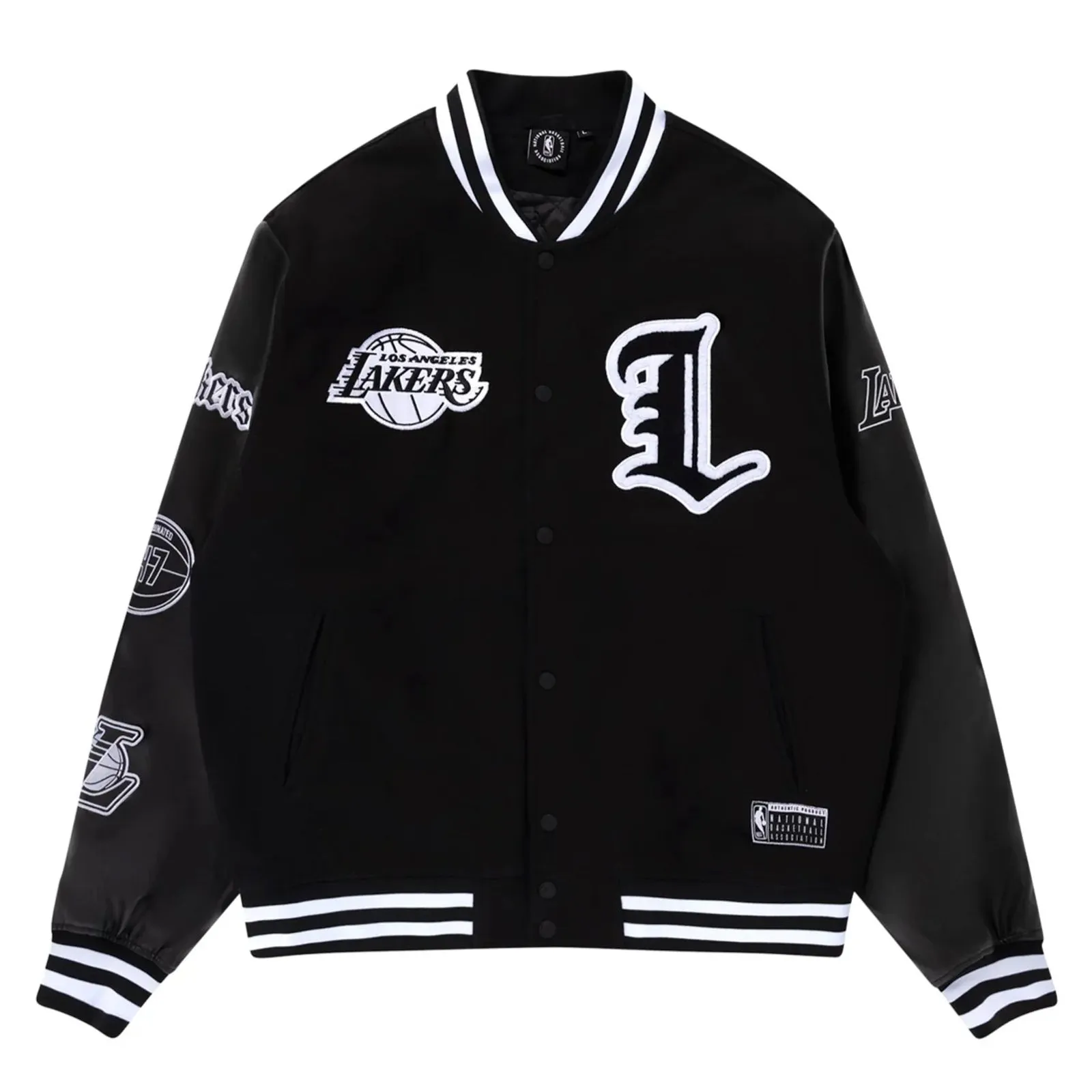 Los Angeles Lakers Essentials Letterman Jacket NBA Black by Mitchell & Ness