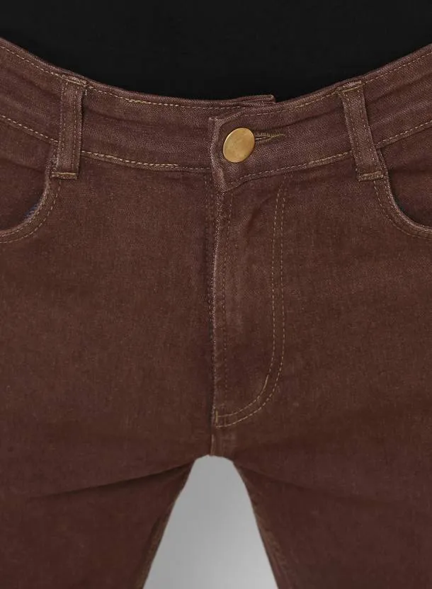 Men's Brown Slim Fit Stretchable Jeans