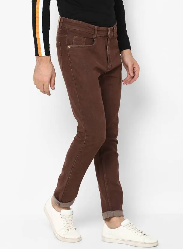 Men's Brown Slim Fit Stretchable Jeans