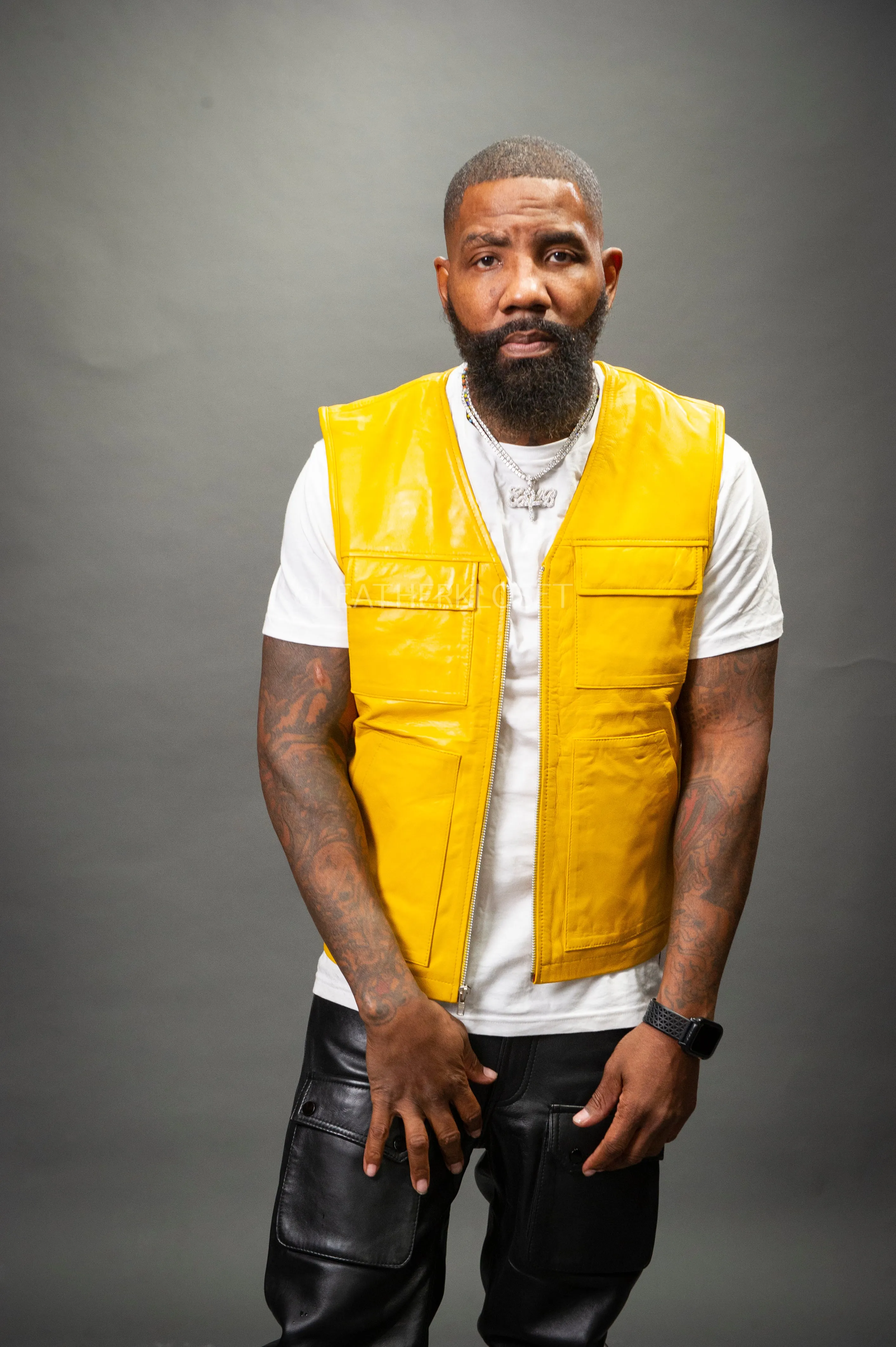 Men's Leather Brooklyn Vest [Yellow]