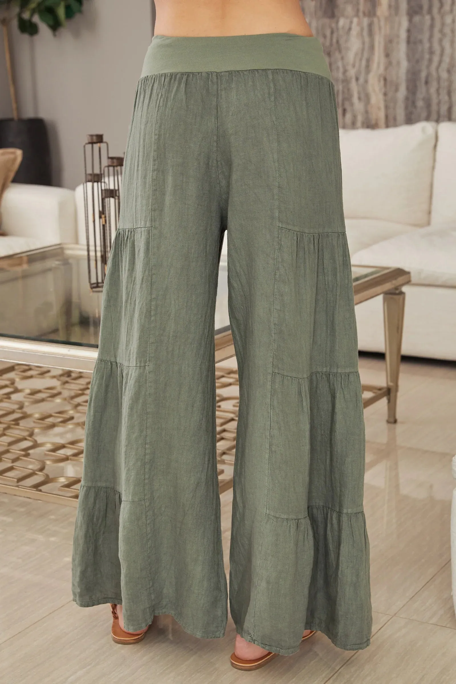 Milio Milano Linen Tiered Palazzo Pant