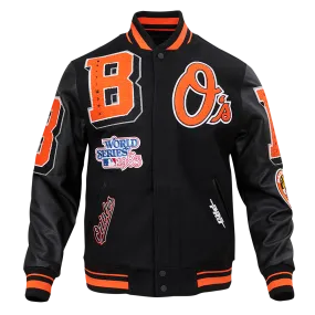 MLB BALTIMORE ORIOLES MASHUP MEN'S RIB WOOL VARSITY JACKET (BLACK/ORANGE)