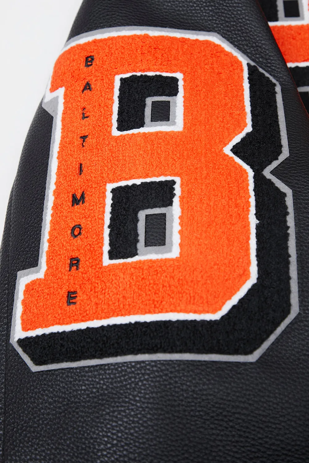 MLB BALTIMORE ORIOLES MASHUP MEN'S RIB WOOL VARSITY JACKET (BLACK/ORANGE)