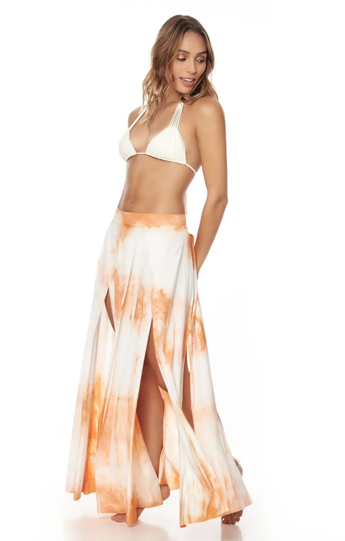 Orange Sunset Fringed Skirt