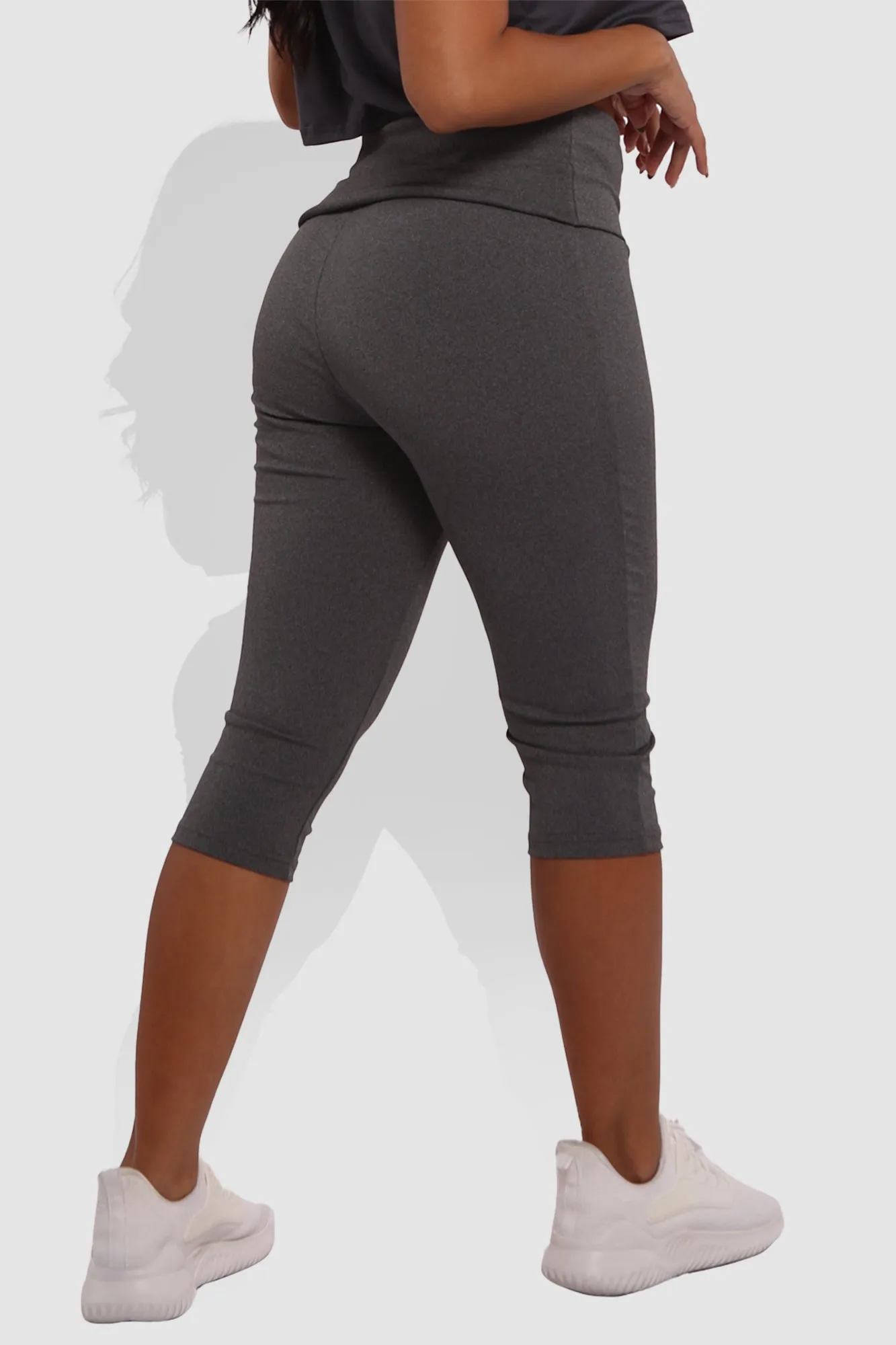 Pillowy Soft Fold Over High Waist Leggings - Dark Heather Gray