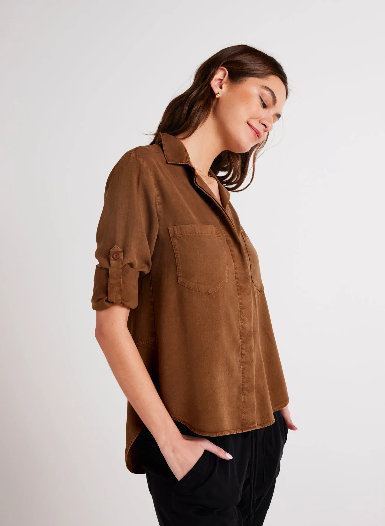 Split Back Button Down - Twilight Gold