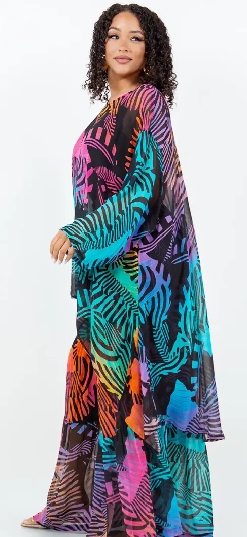 Sunheart  Show-Stopper Mosaic & Palazzo Pants Set Boho Hippie Chic Resort Wear Sml-2X 