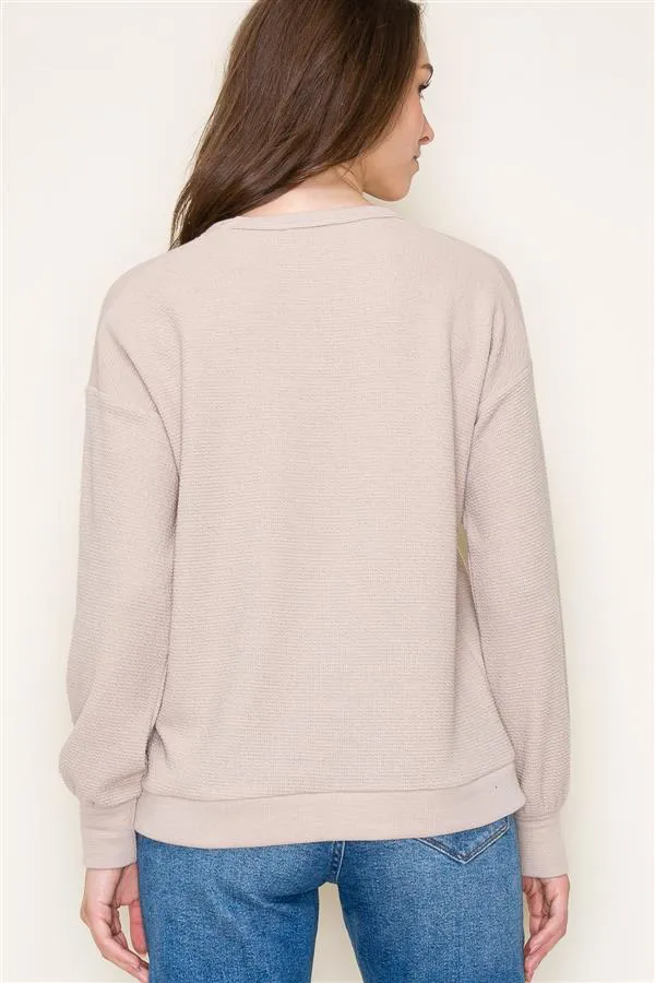 Taupe Textured Basic Layering Top