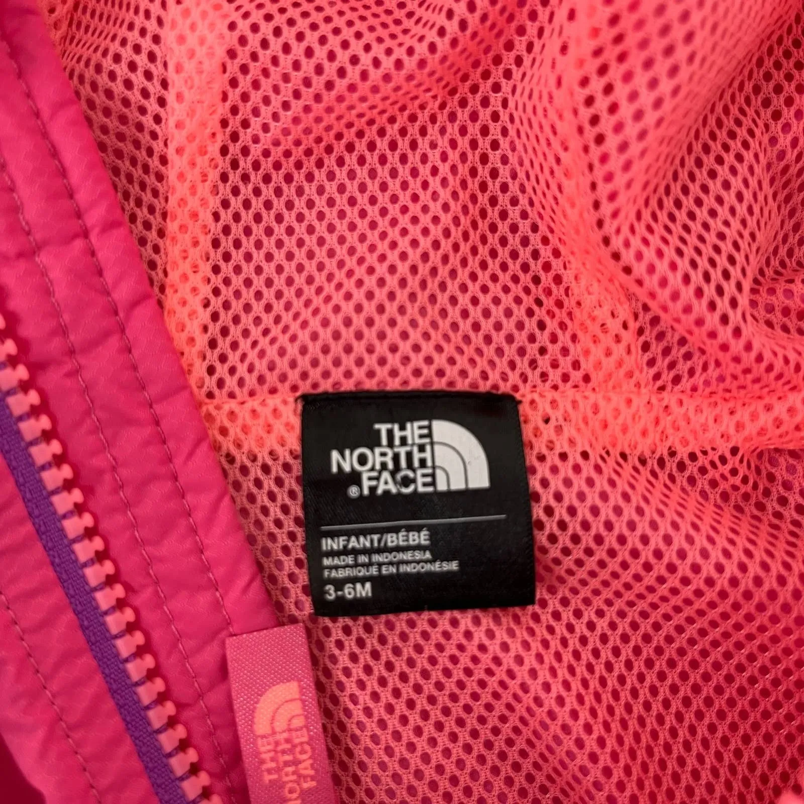 The North Face Girls Flurry Tricolor Wind Jacket Pink 3-6 Months