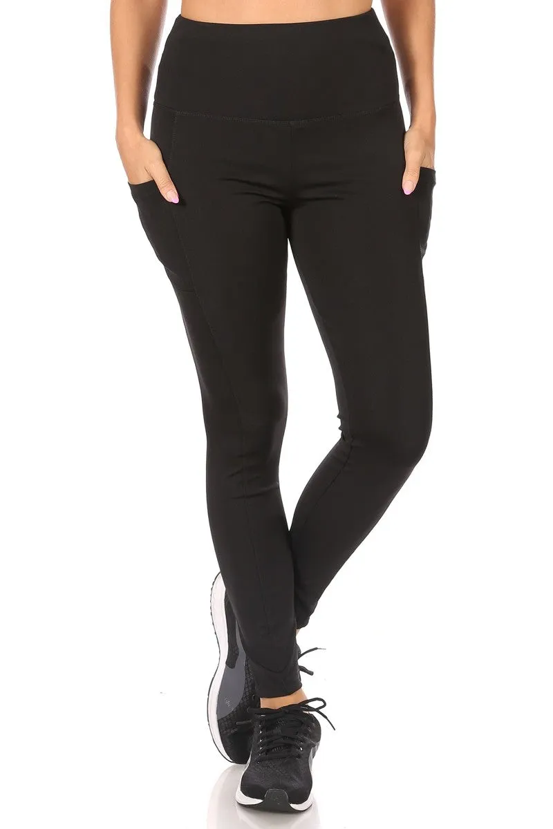 Tummy Control Butt Sculpting Sport Leggings With Pockets - Black