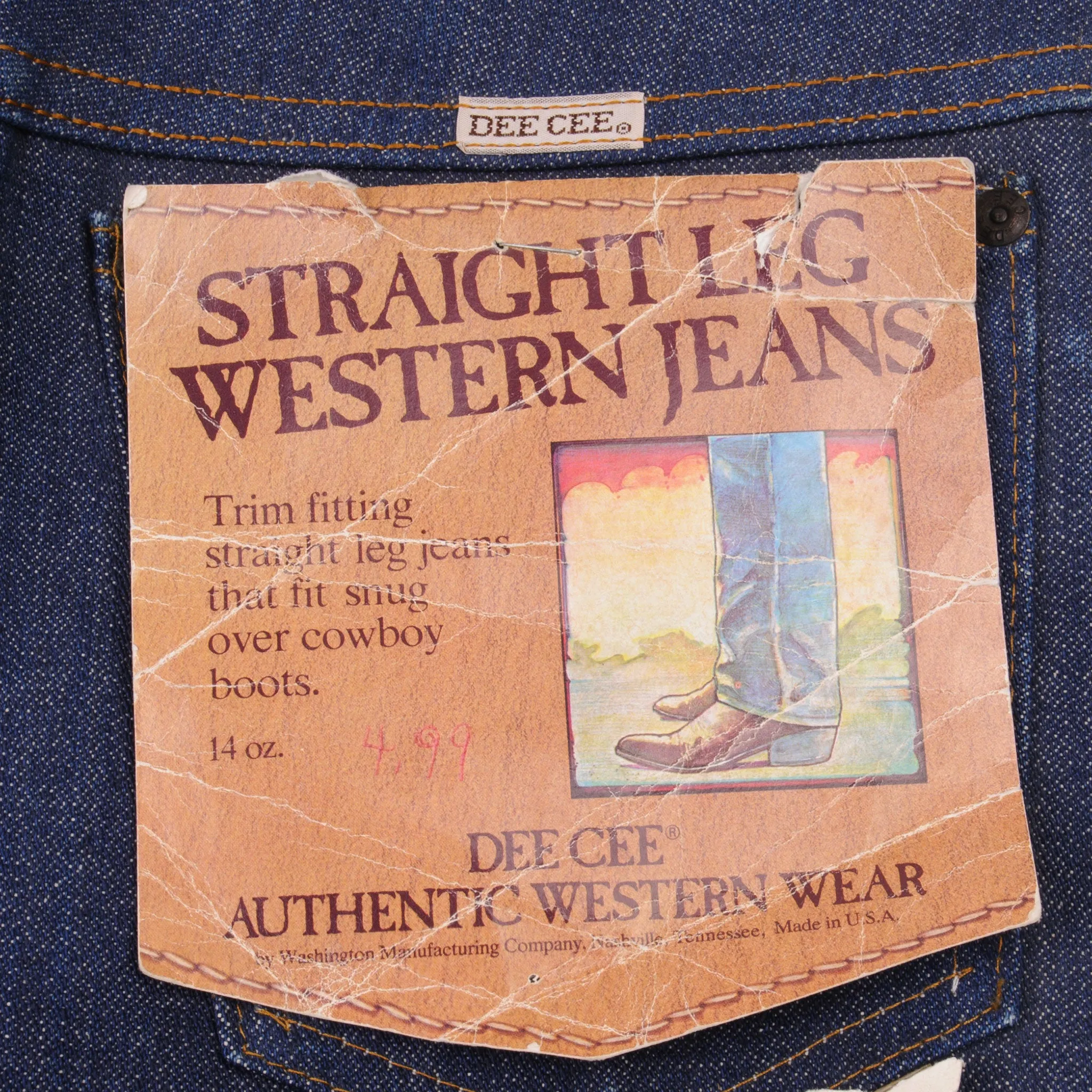 VINTAGE DEE CEE STAIGHT LEG WESTERN JEANS SIZE 29X32 W29 L32 MADE IN USA DEADSTOCK