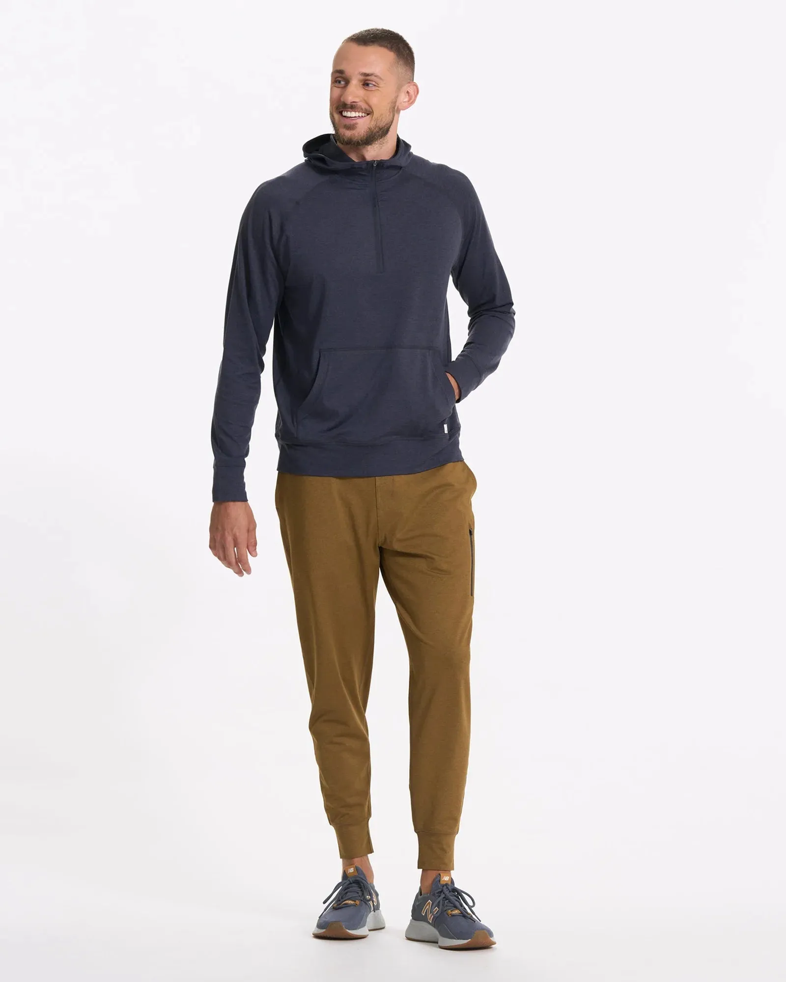 Vuori Midnight Navy Blue Heather 1/2 Zip Ponto Performance Hoodie