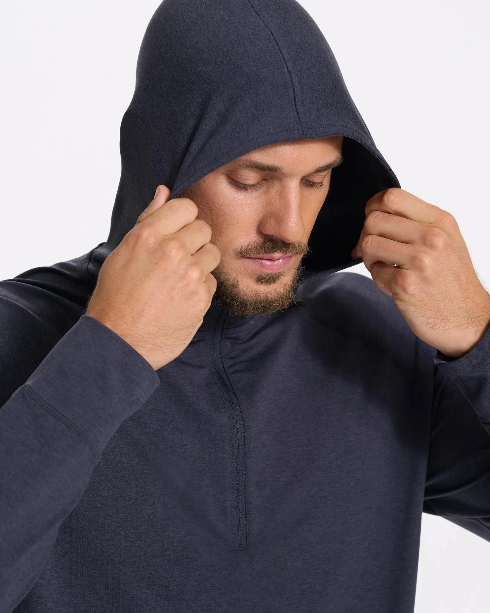 Vuori Midnight Navy Blue Heather 1/2 Zip Ponto Performance Hoodie