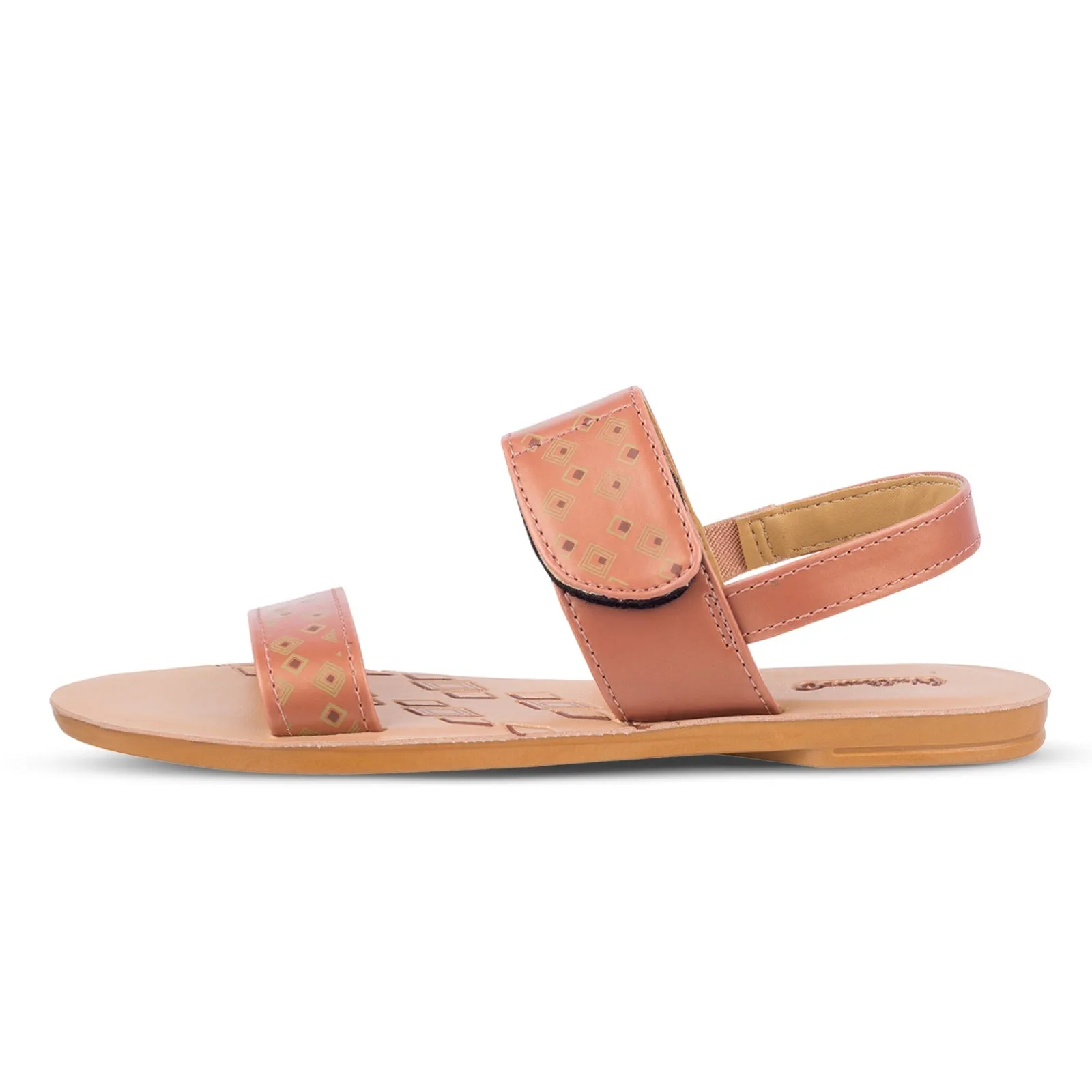 Walkaroo Womens Ankle Strap Flat Sandal  - WL7802 Peach