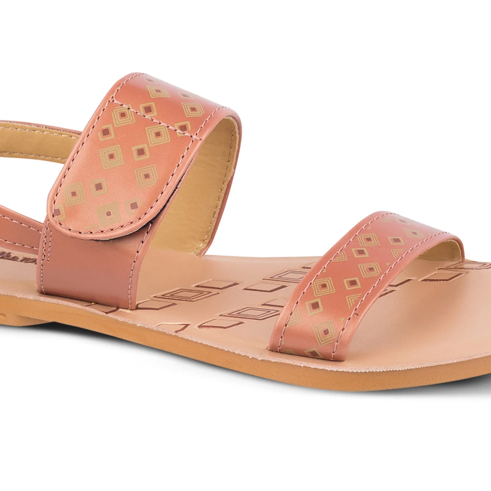 Walkaroo Womens Ankle Strap Flat Sandal  - WL7802 Peach