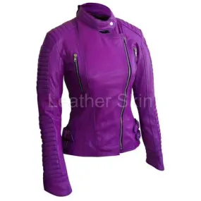 Women Purple Leather Jacket