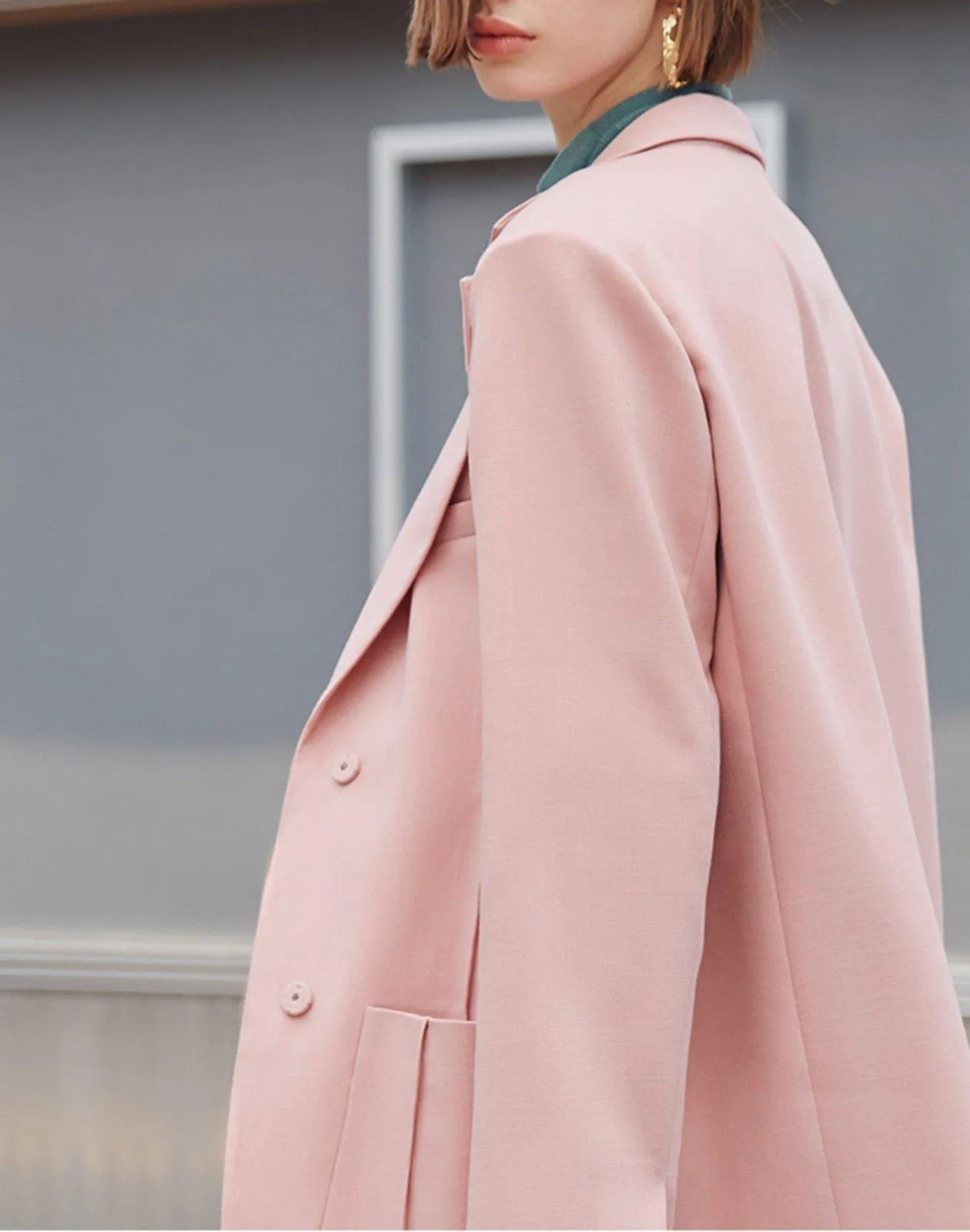 Women Suit,Pink Blazer,Women Windbreaker,loose suit,Cotton Blend Blazer Jacket,Office Lady Coat,Oversize Blazer coat,Spring Autumn outfits