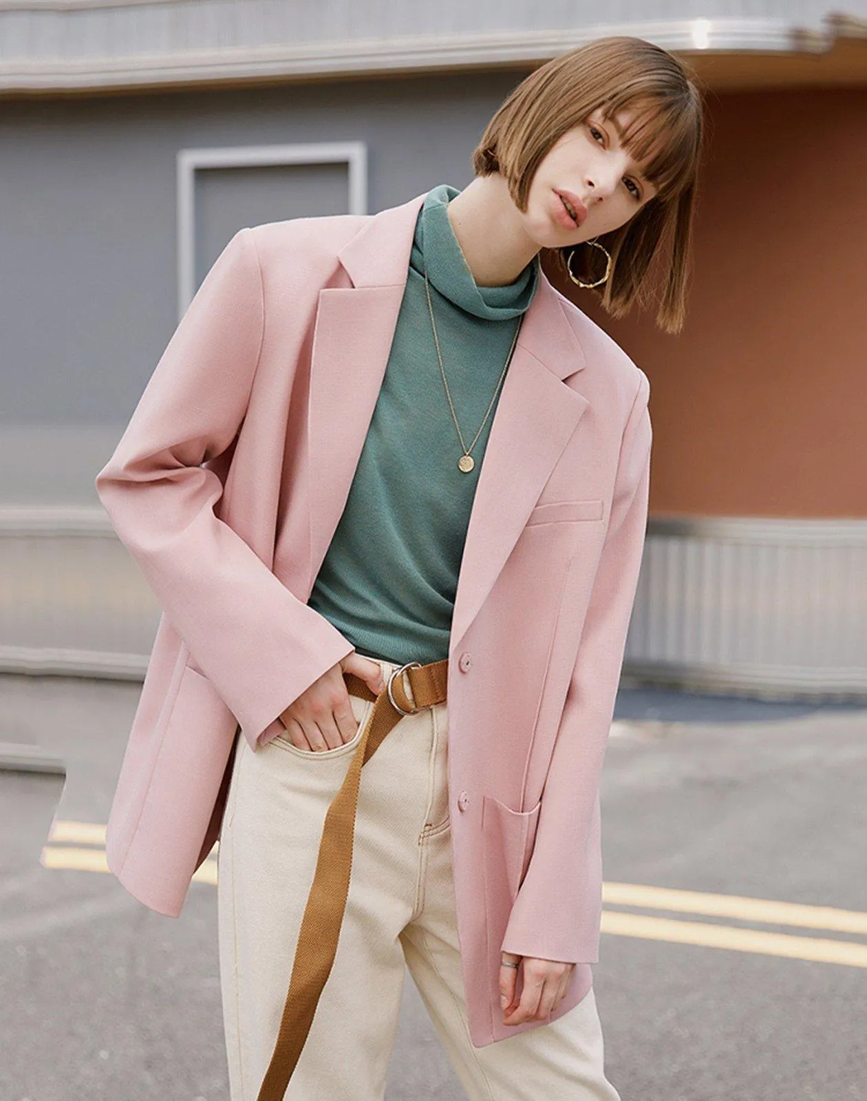 Women Suit,Pink Blazer,Women Windbreaker,loose suit,Cotton Blend Blazer Jacket,Office Lady Coat,Oversize Blazer coat,Spring Autumn outfits